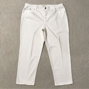 Chico’s Cropped Denim Jeans White Studded Pocket Size XL / 16 / 18 EUC